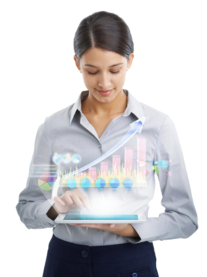 chica con gráficas virtuales